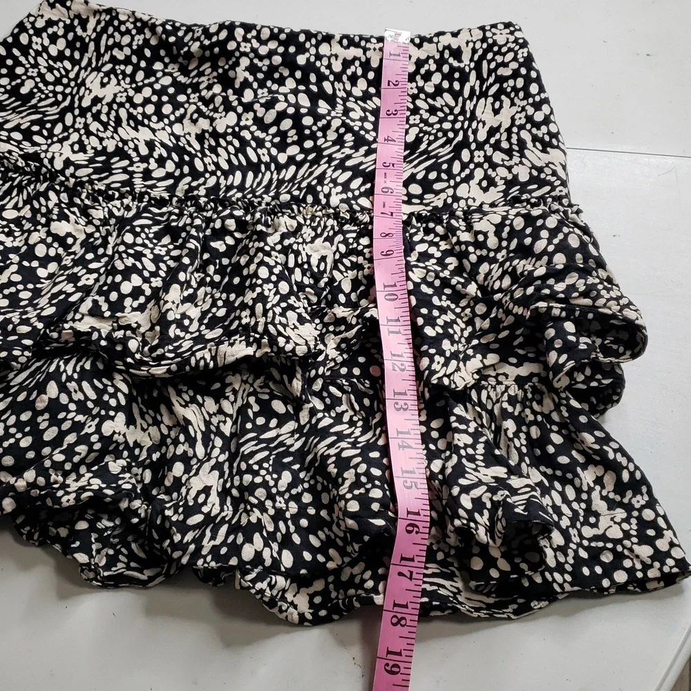 Maeve Anthropologie Linen Blend Tiered Ruffle Mini Skirt Size 14 Flowy Bohemian